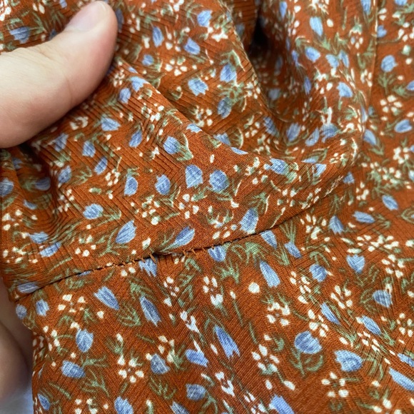 Lulu’s Orange Floral Ruffled Long Sleeve Dress - Picture 14 of 14